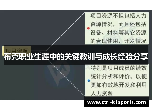 布克职业生涯中的关键教训与成长经验分享